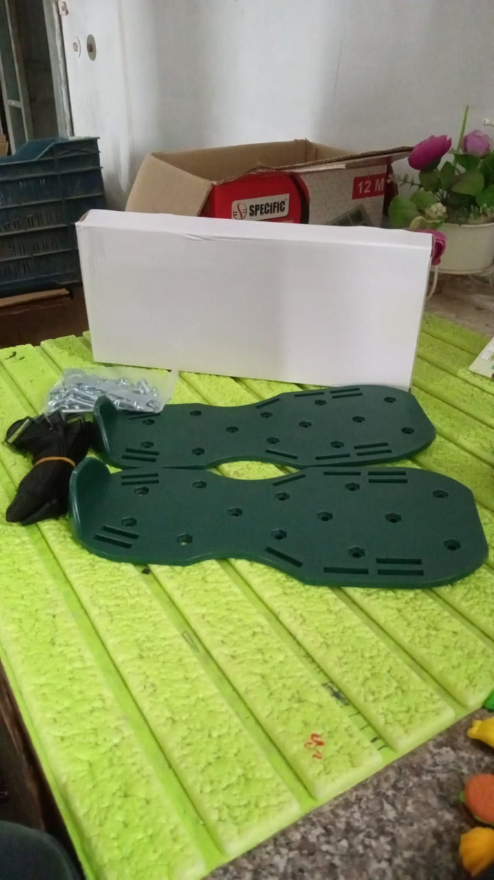 Lawn Aerator Sandals, Garden Grass Aerator Spiked Sandals Green Studded Shoes for Yard Patio Garden Excavation Your Brand