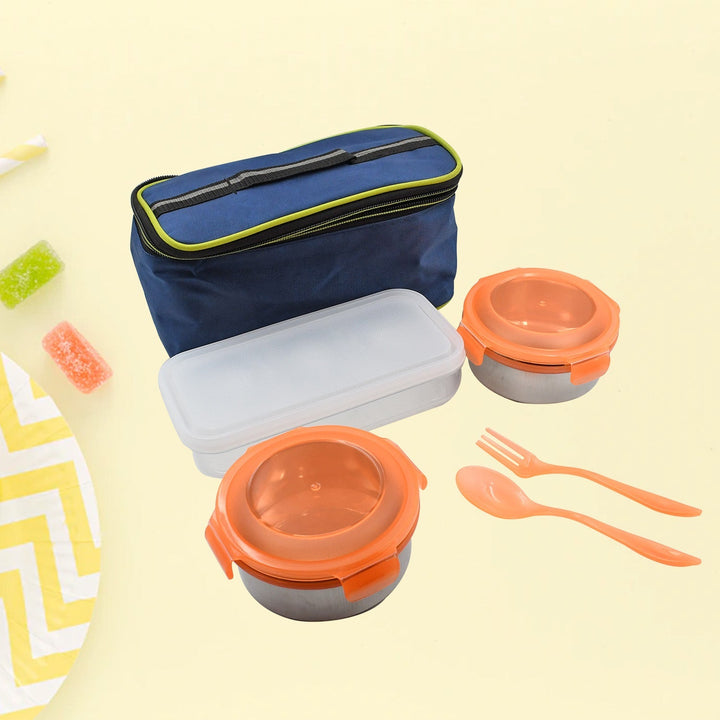 AIRTIGHT & LEAK PROOF STAINLESS STEEL CONTAINER MULTI COMPARTMENT LUNCH BOX CARRY TO ALL TYPE LUNCH IN LUNCH BOX & PREMIUM QUALITY LUNCH BOX IDEAL FOR OFFICE , SCHOOL KIDS & TRAVELLING IDEAL (3 Different Lunch Box) Your Brand