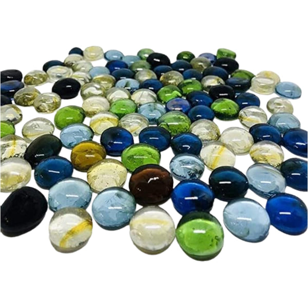 Glass Gem Stone, Flat Round Marbles Pebbles for Vase Fillers, Attractive pebbles for Aquarium Fish Tank. Your Brand