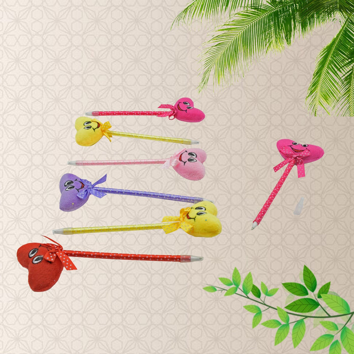 Cute Cartoon Shape & Heart Design Facy Writting Pen Attached Rattle | Ball Pen Smooth Writing For Wedding , Events & Multiuse Pen  Best Pen l Use for Kids (12 Pcs Set Mix Design & Color) Your Brand