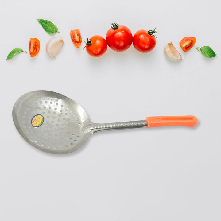 Colander Spoon, Non Slip Hand Polished Thickened Hot Pot Spoon for Kitchen for Restaurant, Stainless Steel Cooking Colander Skimmer Slotted Spoon Kitchen Strainer Ladle with Long Handle for Kitchen Cooking Baking (35 Cm) Your Brand