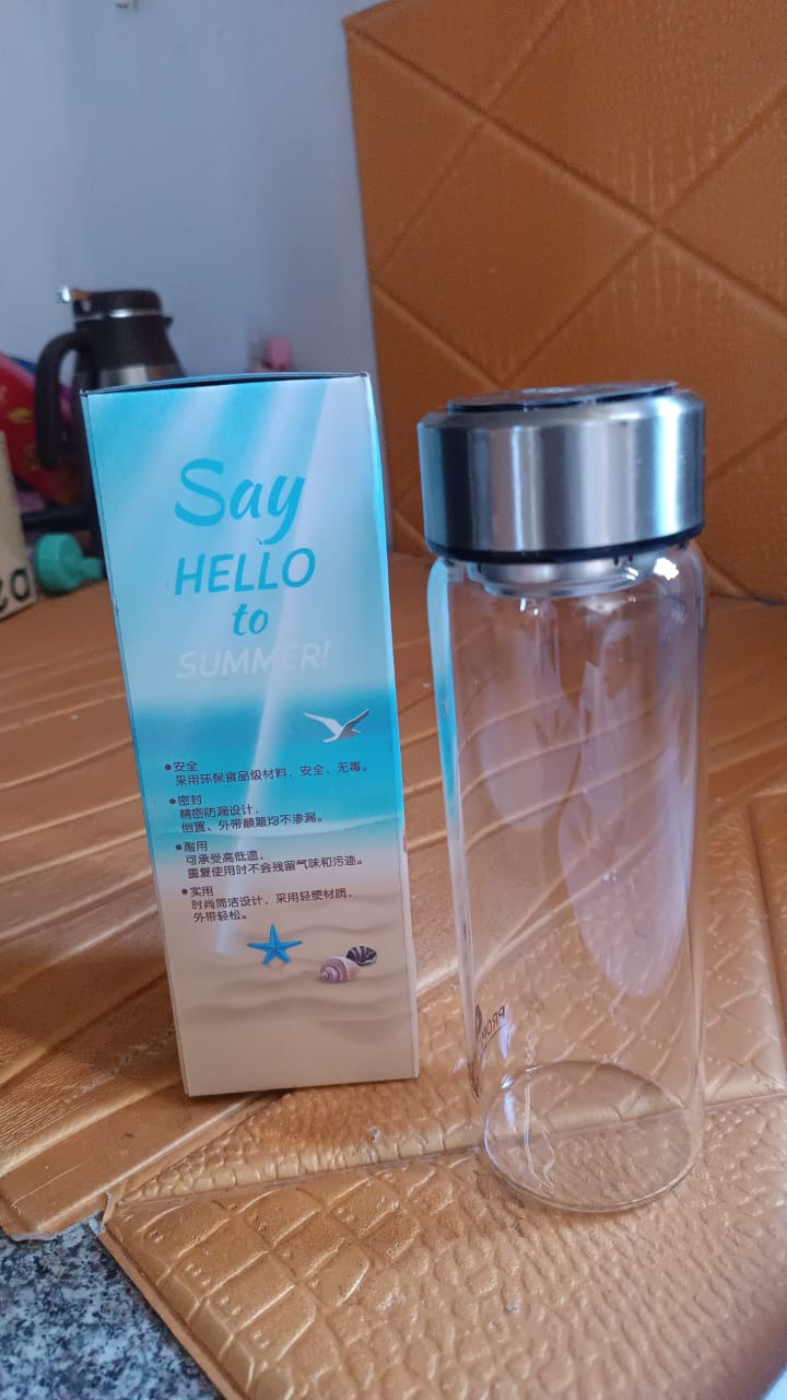 Outdoor sport Glass water bottle  With Steel Lid / 500 ML Approx) your brand
