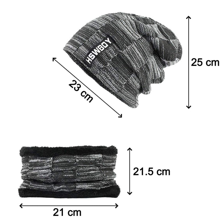 Ultra Soft Unisex Woolen Beanie Cap Plus Muffler Scarf - TezCart