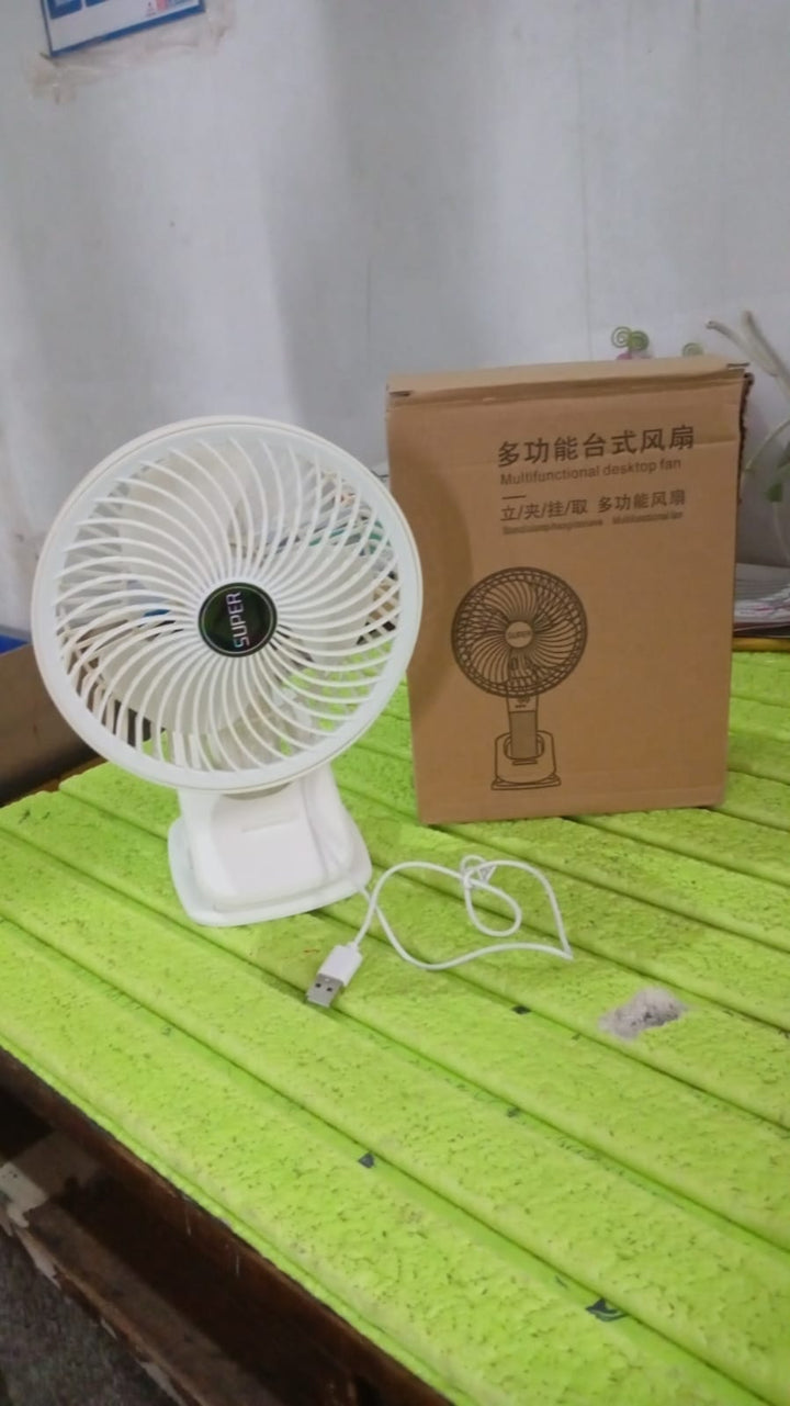 Multifunctional USB Desk Fan Clipped Fan / Plug & Play Fan (1 Pc / With Brown Box / On / Off Switch Not Provided) - TezCart