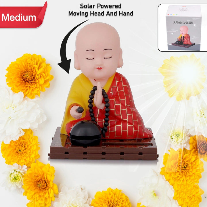 Solar Powered Sitting Buddha Statue,  Moving Head and Hand (1 Pc / Medium) - TezCart