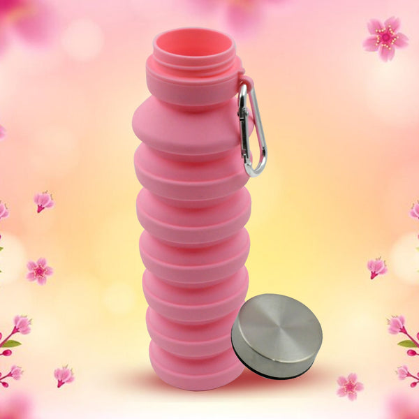 Foldable Water Bottle, Silicone Leak Proof Portable Sports Travel Water Bottle for Outdoor, Gym, Hiking (1 Pc / 24 cm Foldable) - TezCart