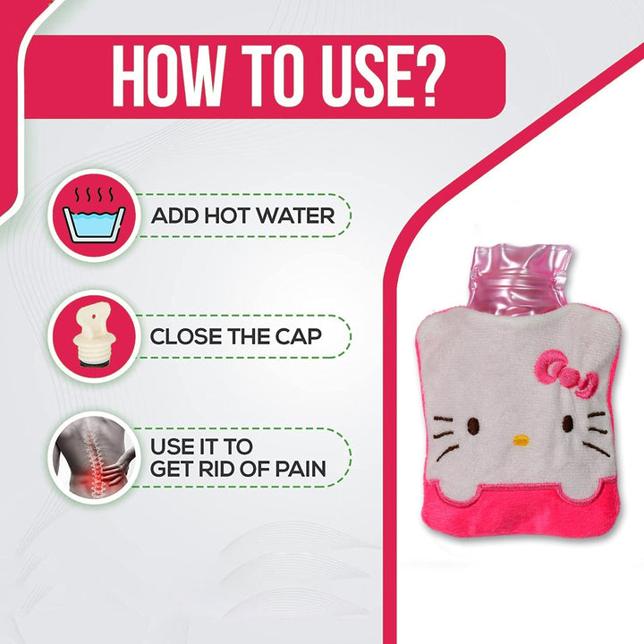 Pink Hello Kitty Small Hot Water Bag with Cover for Pain Relief Your Brand