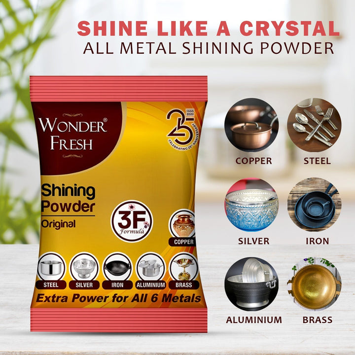 Shining Powder, Cleans and Polishes Copper, Brass, Silver, Aluminum, Iron, and Steel, Removes Tarnish and Oxidation (200 GM) Your Brand
