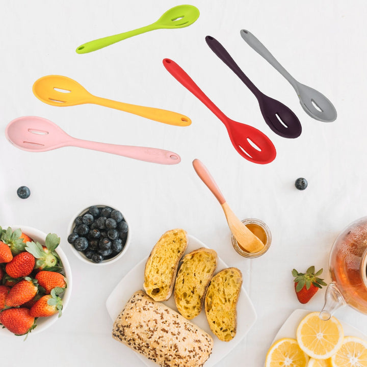 Multipurpose Silicone Spoon, Silicone Basting Spoon Non-Stick Kitchen Utensils Household Gadgets Heat-Resistant Non Stick Spoons Kitchen Cookware Items For Cooking and Baking (6 Pcs Set) Your Brand