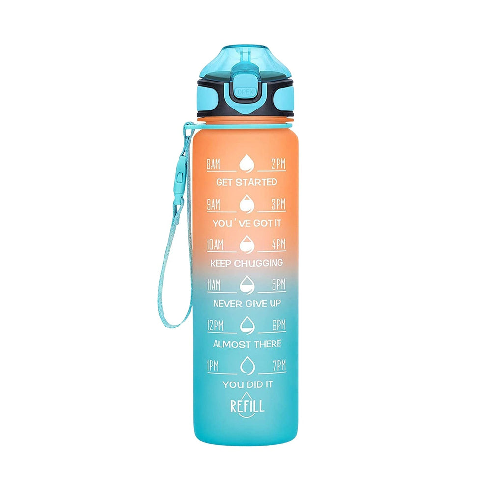 Motivational Water Bottle with Straw & Time Marker - Leakproof Tritan Portable Gym Bottle for Sports, Hiking & Camping Your Brand