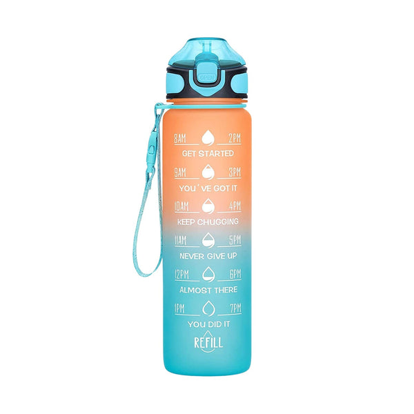 Motivational Water Bottle with Straw & Time Marker - Leakproof Tritan Portable Gym Bottle for Sports, Hiking & Camping Your Brand