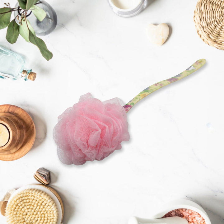 Long Handle Shower Puff Pouf Sponge Exfoliating Mesh Brush Scrubber,Bath Loofah Bath Scrubber for Body Shower Loofah Brushes, Body Bath Brush for Women and Men, Bathroom Shower Accessories (Mix 1 Pc) Your Brand