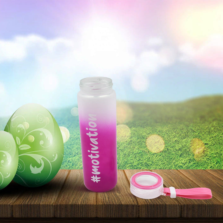 Motivational Glass Water Bottle Colorful potable Water Glass Bottle With Rubber Band, Daily Intake Hourly Water Bottle to Ensure You Drink Enough Water Throughout The Day Reusable Cycling Gym, Workout Fitness Bottle (350 ML) Your Brand