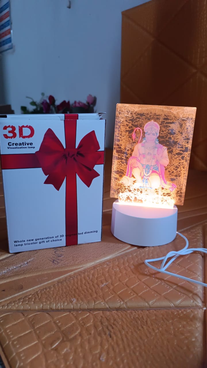 Beautiful 3D Lord Hanuman Frame with soft white light (1 Pc) your brand