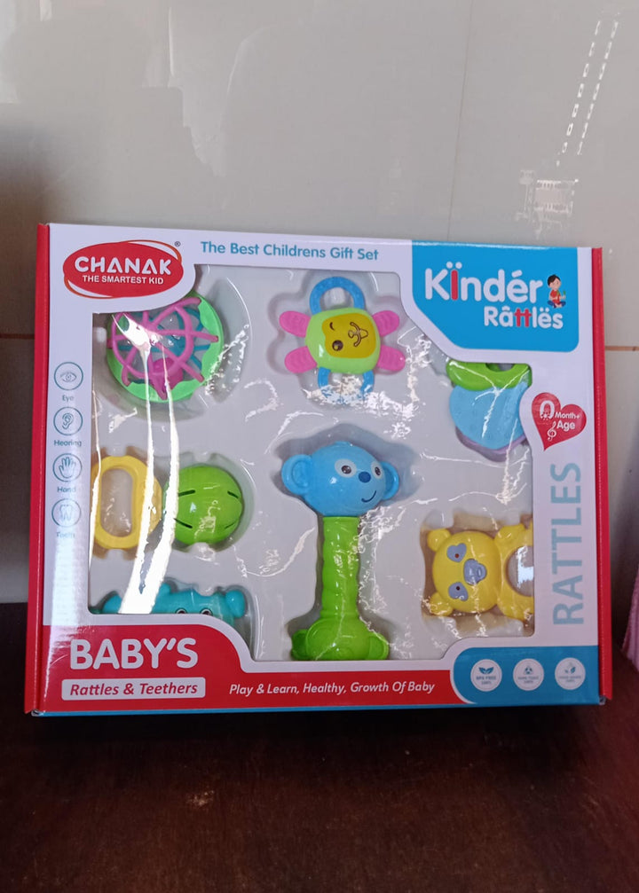Kinder Rattles Classic Store Plastic Non-Toxic Shake and Grab Ball Baby Rattles & Teethers (8 Pcs Set) - TezCart
