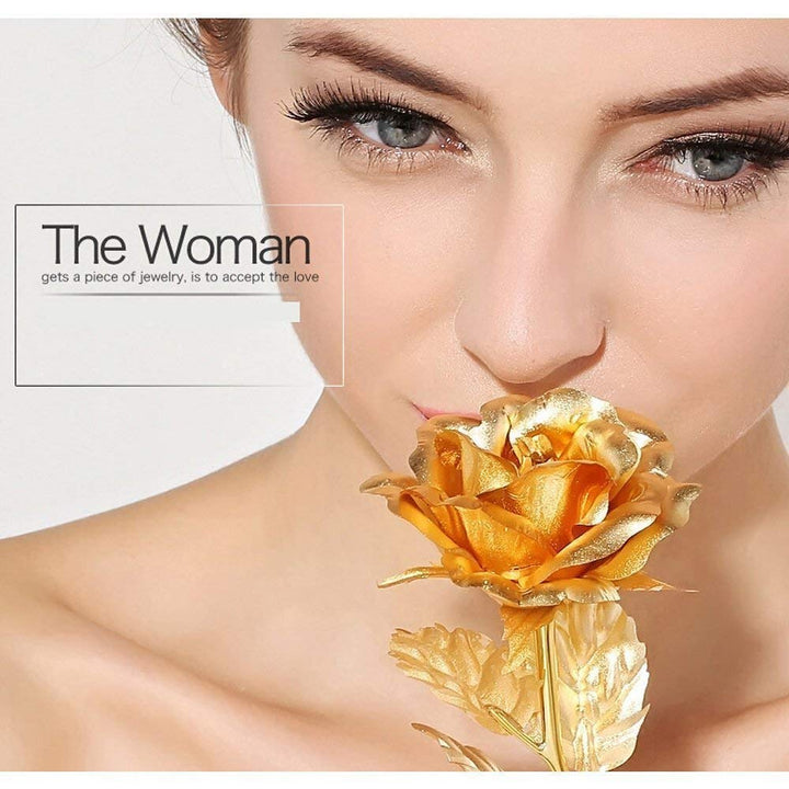 Luxury Decorative Gold Plated Artificial Golden Rose with Premium Box Your Brand