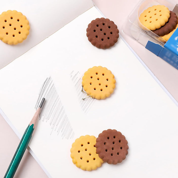 Pack of 6 Erasers Erasers Stationery School Rubber Schools Sketches Office Sign Kid Party Favour Gift Toy Gift Creative Christmas Birthday Gift in Shape Biscuits (6 Pcs Set) Your Brand