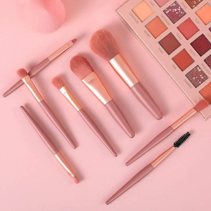 8-Piece Mini Makeup Brush Kit – Portable Premium Synthetic Set with Case (Mix Colors) Your Brand