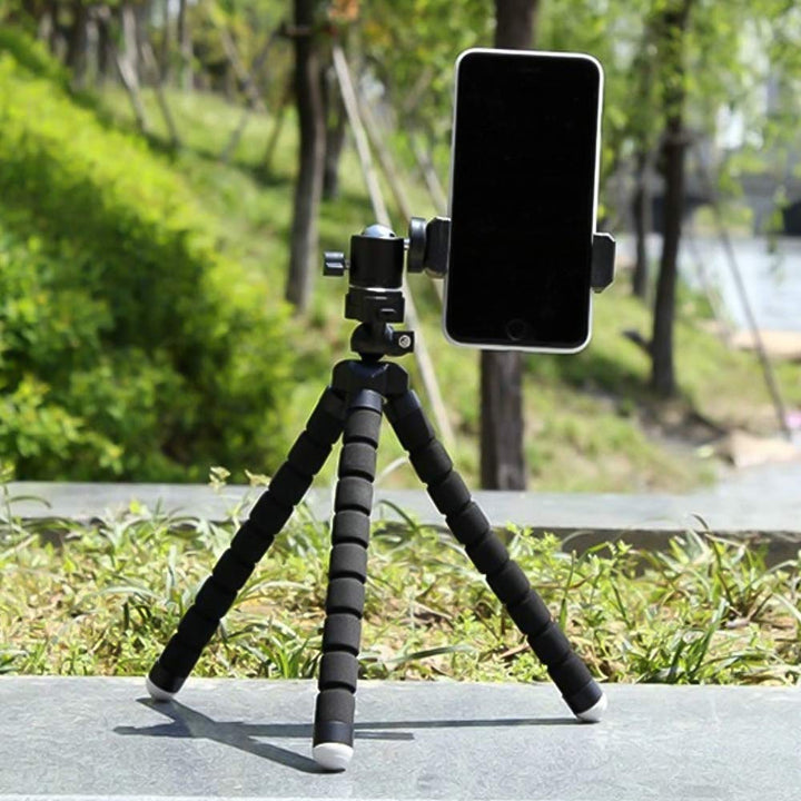 Portable Mini Octopus Tripod Stand with Phone Holder for Live Selfie, Mobile Phone Portable and Adjustable Stand - TezCart