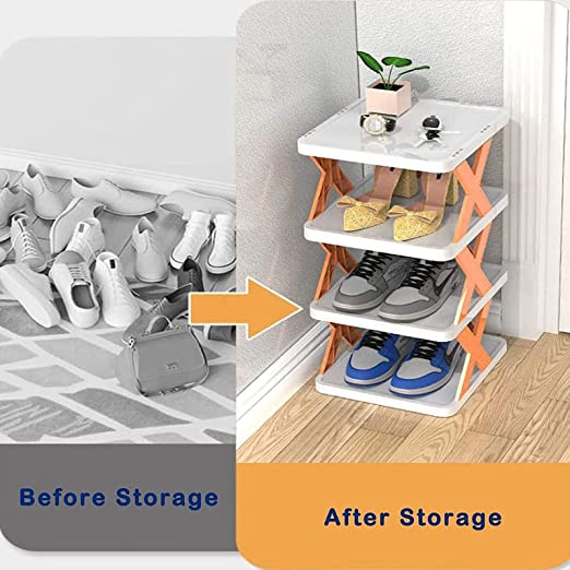 4 LAYER SHOES STAND, SHOE TOWER RACK SUIT FOR SMALL SPACES, CLOSET, SMALL ENTRYWAY, EASY ASSEMBLY AND STABLE IN STRUCTURE, CORNER STORAGE CABINET FOR SAVING SPACE Your Brand