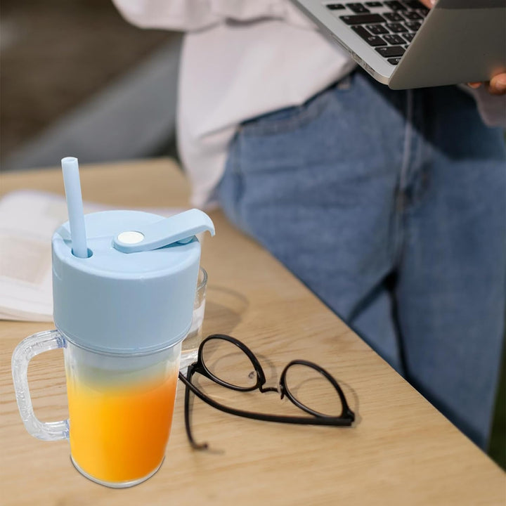 2 In1 Portable Crusher Juicer With Handle & Straw for Smoothie Sipper USB Rechargeable (340 ml) 6 Stainless Steel Blades Compact Juicer Mixer, Juicer Portable Fresh Juice Blender Portable Electric Juicer ( 340 ML ) Your Brand