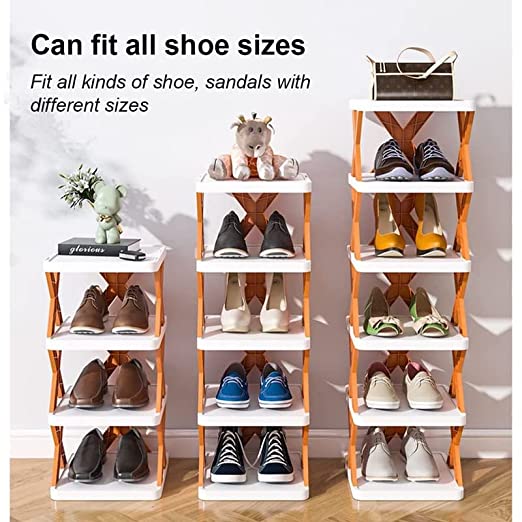 4 LAYER SHOES STAND, SHOE TOWER RACK SUIT FOR SMALL SPACES, CLOSET, SMALL ENTRYWAY, EASY ASSEMBLY AND STABLE IN STRUCTURE, CORNER STORAGE CABINET FOR SAVING SPACE Your Brand