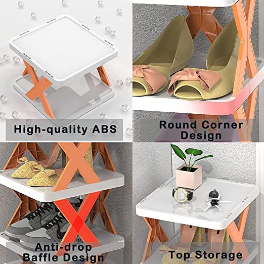 4 LAYER SHOES STAND, SHOE TOWER RACK SUIT FOR SMALL SPACES, CLOSET, SMALL ENTRYWAY, EASY ASSEMBLY AND STABLE IN STRUCTURE, CORNER STORAGE CABINET FOR SAVING SPACE Your Brand
