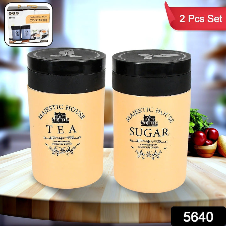 Accurate Seal Tea Sugar Coffee Container, Plastic Damru Shaped Tea, Coffee, Sugar Canisters Jar, New Airtight Food Seal Containers for Salt, Dry Fruit, Grocery 2 Section (800 ML Approx) Your Brand