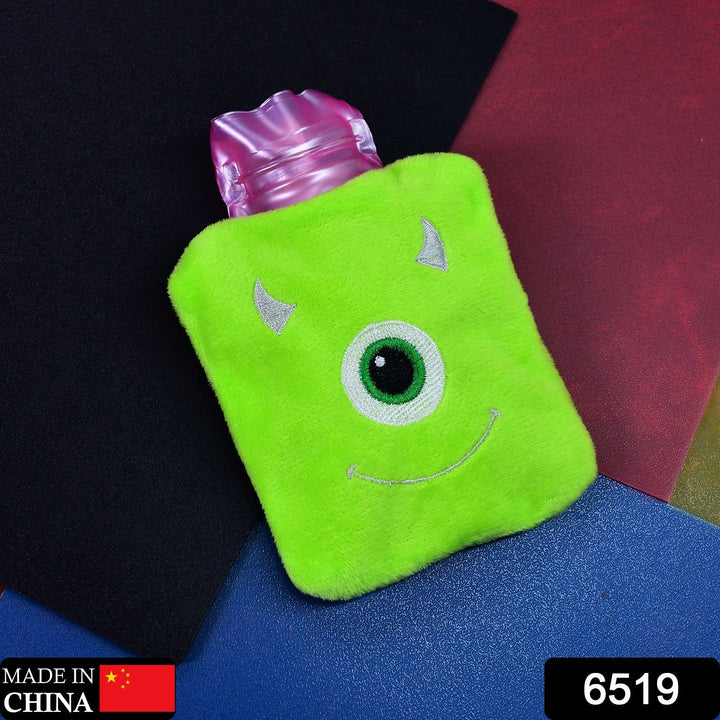 Green One-Eyed Monster Print Small Hot Water Bag with Cover for Pain Relief Your Brand