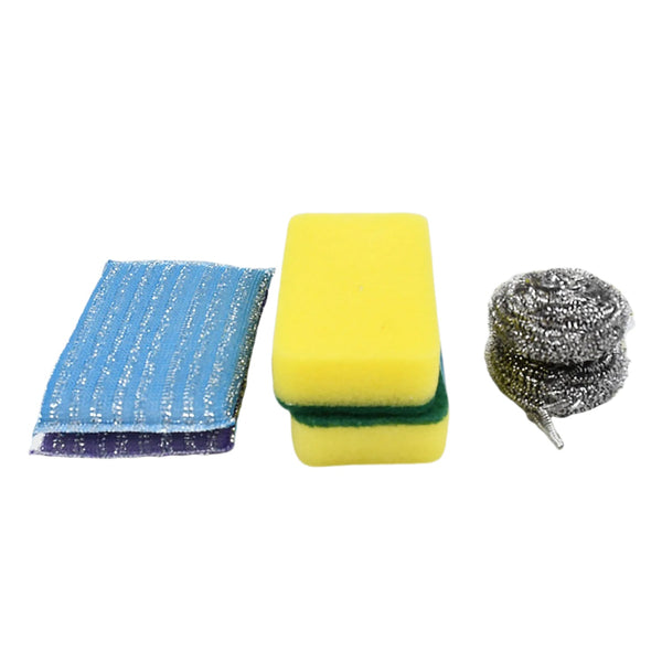 Kitchen Cleaning Tool Set Microfiber Kitchen Utensils High Performance Scouring Sponge Set Dish Sponge, Stainless Steel Scouring Pad (6 Pcs Set) Your Brand