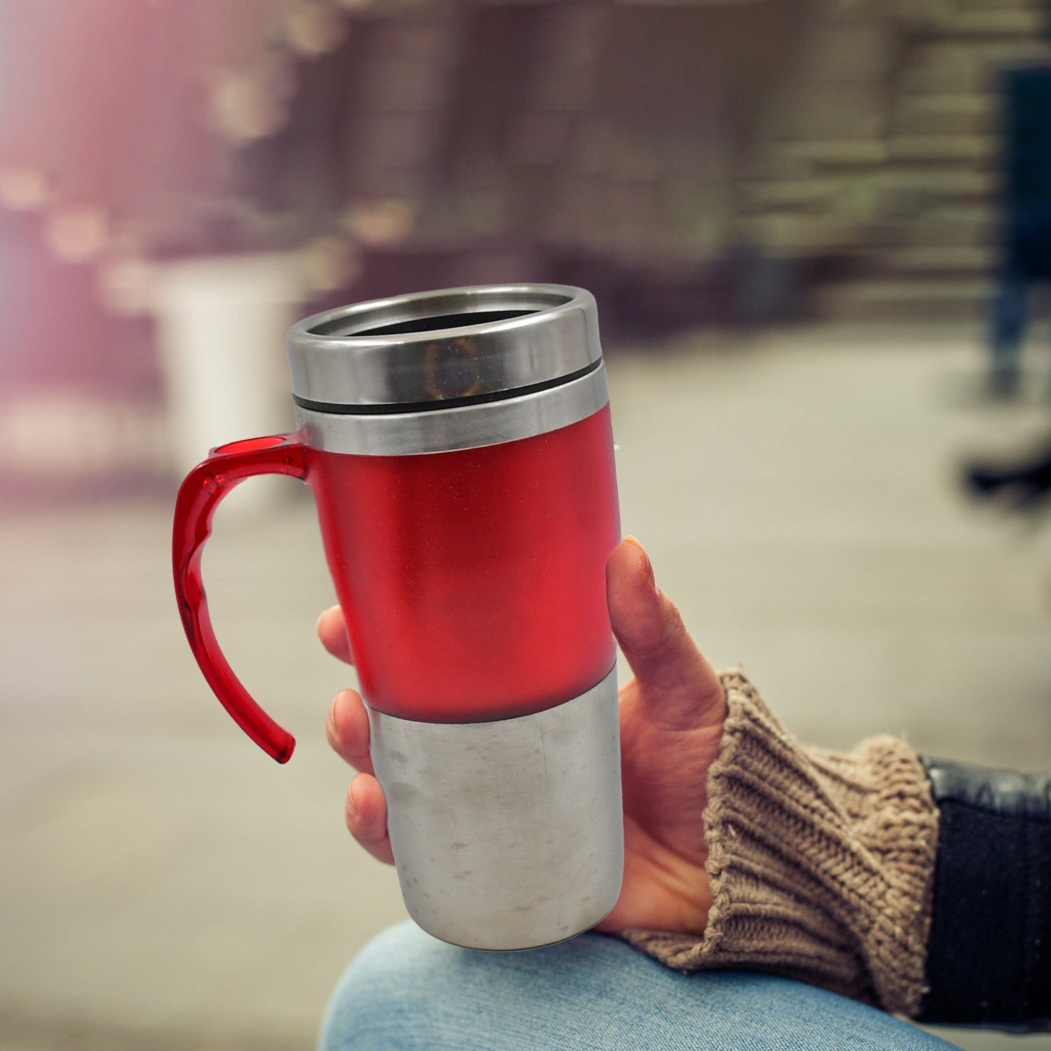 High Quality Stainless Steel Vacuum Glass Insulated Glass Coffee Cups Double Walled Travel Mug, Car Coffee Mug (With Lid & Handle / 1 Pc) Your Brand