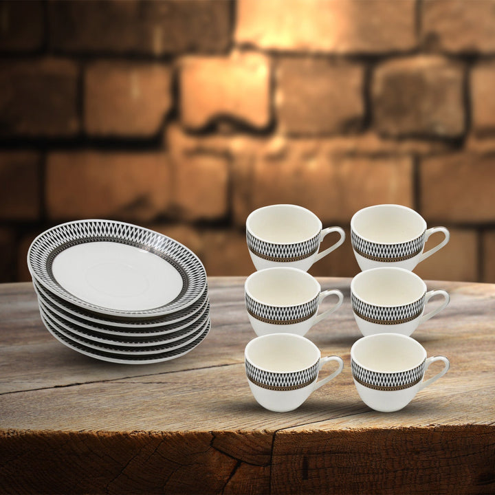 Ceramic Tea / cups and Saucer / Rakabi Set of 12 Pcs Your Brand