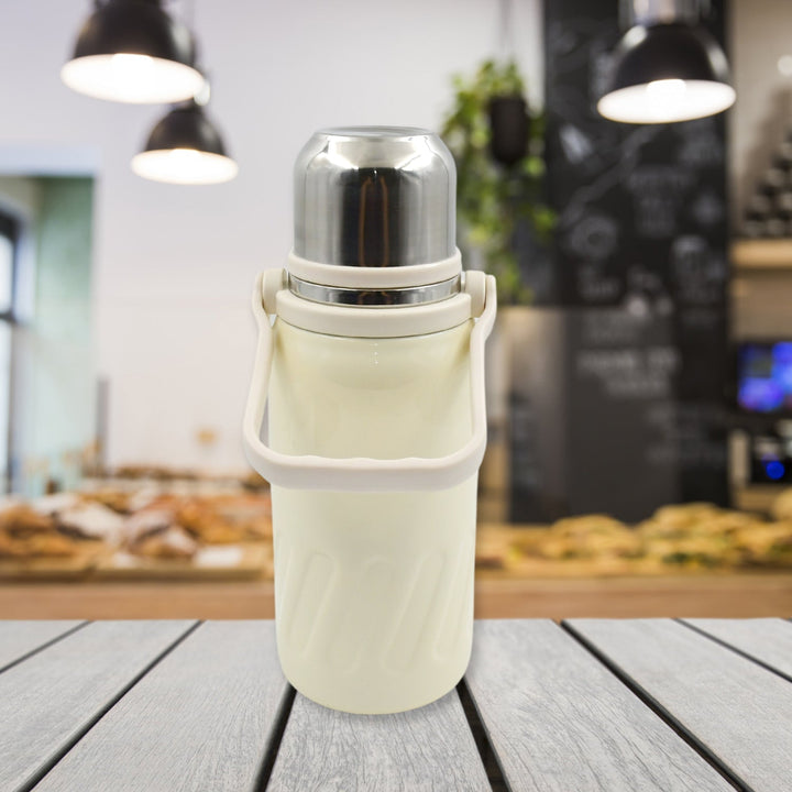 Stainless Steel Vacuum Insulated Water Bottle | Leak Proof Flask for Tea Coffee | Reusable Water Bottle with Hanging Strap | Bottle for Hot & Cold Drinks Wide Mouth Water Flask 1200 ML Your Brand