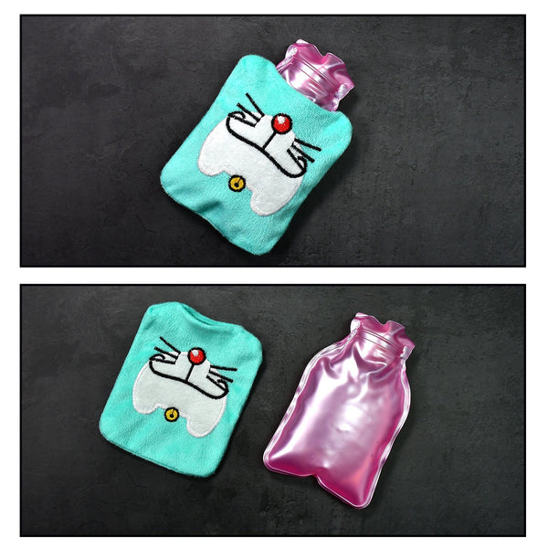 Doremon Cartoon Small Hot Water Bag with Cover for Pain Relief Your Brand