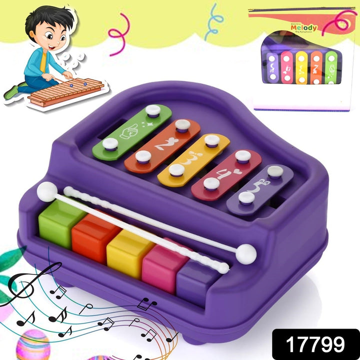 2 in 1 Baby Piano Xylophone Toy for Toddlers, 5 Multicolored Key Keyboard Xylophone Piano, Preschool Educational Musical Learning Instruments Toy for Baby Kids Girls Boys 3+ Years (1 Pc) Your Brand