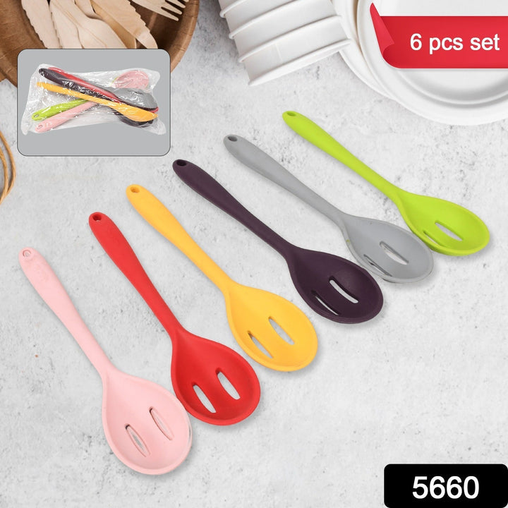 Multipurpose Silicone Spoon, Silicone Basting Spoon Non-Stick Kitchen Utensils Household Gadgets Heat-Resistant Non Stick Spoons Kitchen Cookware Items For Cooking and Baking (6 Pcs Set) Your Brand