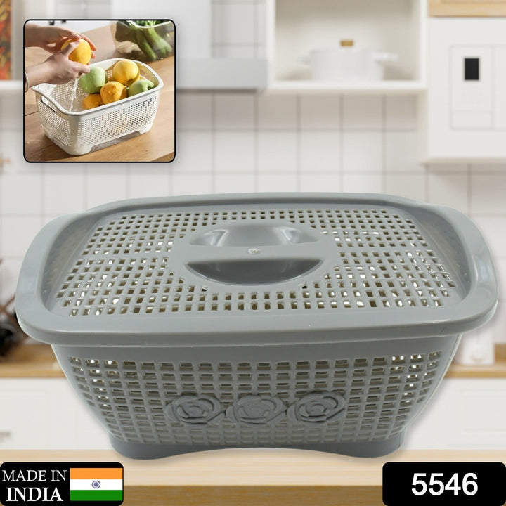 Multipurposes Plastic Basket, Organizer for Kitchen, Countertop, Cabinet, Bathroom with Lid, Plastic Storage Basket For Store Fruits, Vegetables, Magazines, Cosmetics, Stationary (1 Pc / Mix Color ) Your Brand
