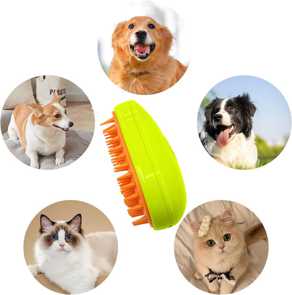 3 In1 Cat Steamy Brush, Self Cleaning Steam Cat Brush Cat Steamer Brush for Massage Cat Grooming Brush Pet Hair Removal Comb for Cat and Dog, for Removing Tangled and Loose Hair Your Brand