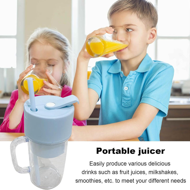 2 In1 Portable Crusher Juicer With Handle & Straw for Smoothie Sipper USB Rechargeable (340 ml) 6 Stainless Steel Blades Compact Juicer Mixer, Juicer Portable Fresh Juice Blender Portable Electric Juicer ( 340 ML ) Your Brand