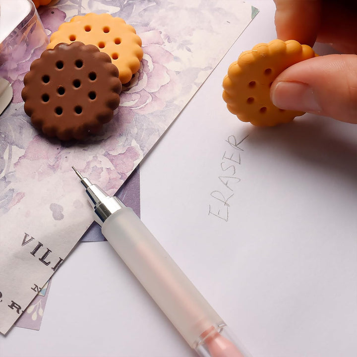 Pack of 6 Erasers Erasers Stationery School Rubber Schools Sketches Office Sign Kid Party Favour Gift Toy Gift Creative Christmas Birthday Gift in Shape Biscuits (6 Pcs Set) Your Brand