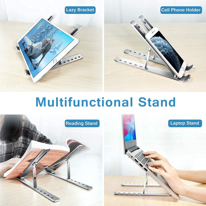 Laptop Stand for Desk | Metal Portable Laptop Stand, with 6 Adjustable Angles | Laptop Riser, Phone, and Tablet Stand | Compatible for All Laptop Your Brand
