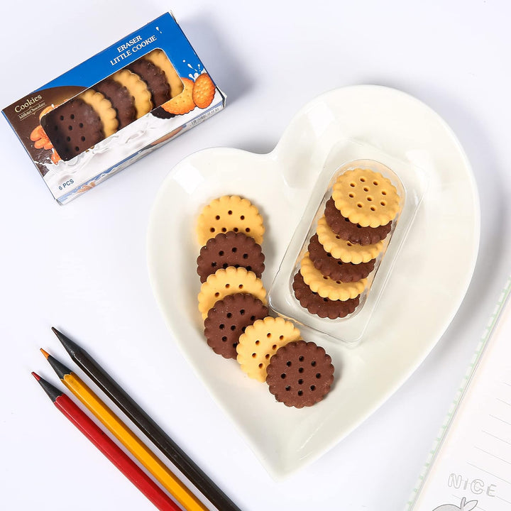 Pack of 6 Erasers Erasers Stationery School Rubber Schools Sketches Office Sign Kid Party Favour Gift Toy Gift Creative Christmas Birthday Gift in Shape Biscuits (6 Pcs Set) Your Brand