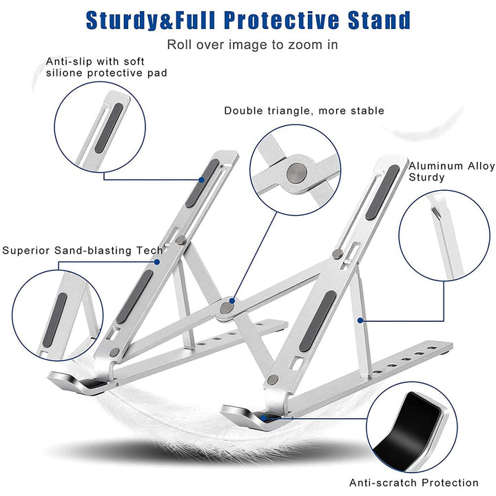Laptop Stand for Desk | Metal Portable Laptop Stand, with 6 Adjustable Angles | Laptop Riser, Phone, and Tablet Stand | Compatible for All Laptop Your Brand