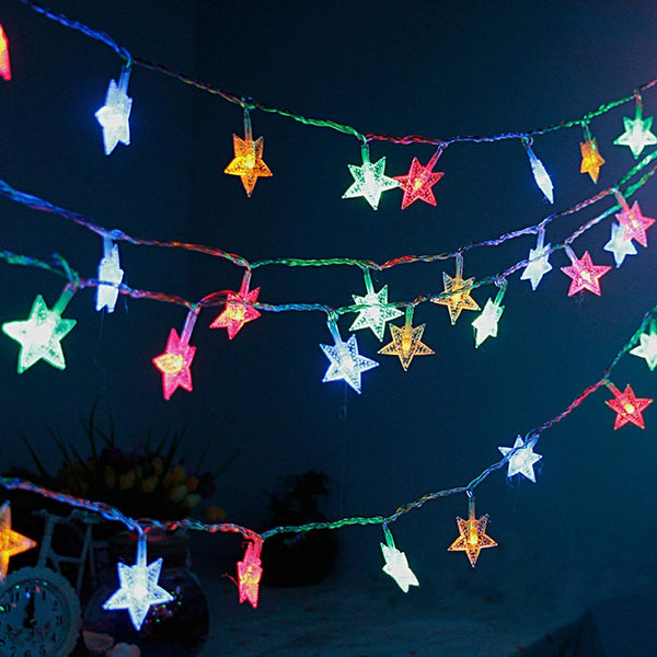 28 LED / Star 3.9 Meter Star Shape Led Light Battery Operated with Flashing Modes for Home Decoration, Kids Room, Waterproof Diwali & Wedding LED Christmas Light Indoor and Outdoor Light ,Festival Decoration (Multicolor Battery Not Included 3.9Mtr) Your Brand