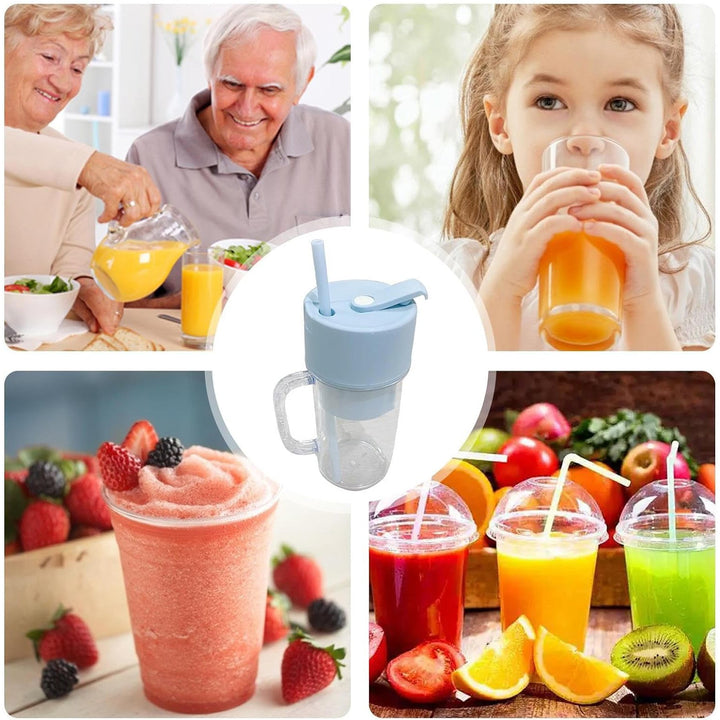 2 In1 Portable Crusher Juicer With Handle & Straw for Smoothie Sipper USB Rechargeable (340 ml) 6 Stainless Steel Blades Compact Juicer Mixer, Juicer Portable Fresh Juice Blender Portable Electric Juicer ( 340 ML ) Your Brand