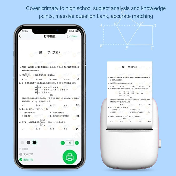 Pocket Mini Printer, Mobile Phone Bluetooth Connection Wireless Mini Thermal Printer with Android or iOS APP for Pictures, Portable Smart Printer,Contains 1 Rolls Thermal Paper, with Fast Paper Output for Photo Image - TezCart