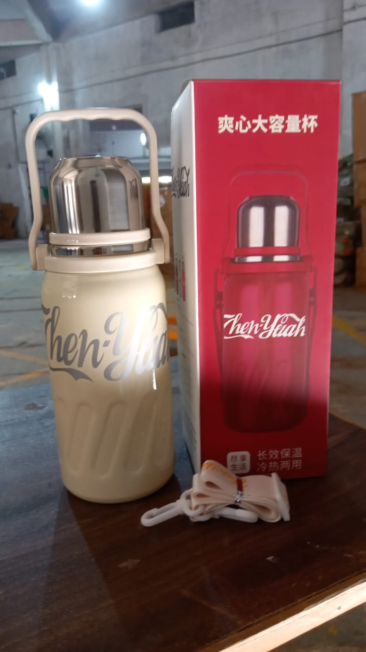 Stainless Steel Vacuum Insulated Water Bottle | Leak Proof Flask for Tea Coffee | With Steel Cup Your Brand