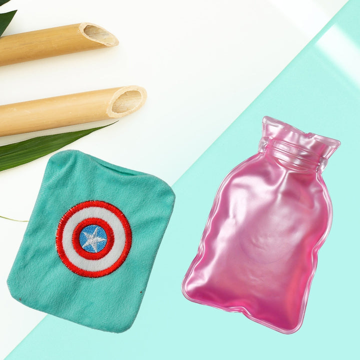 Captain America Print Small Hot Water Bag with Cover for Pain Relief Your Brand