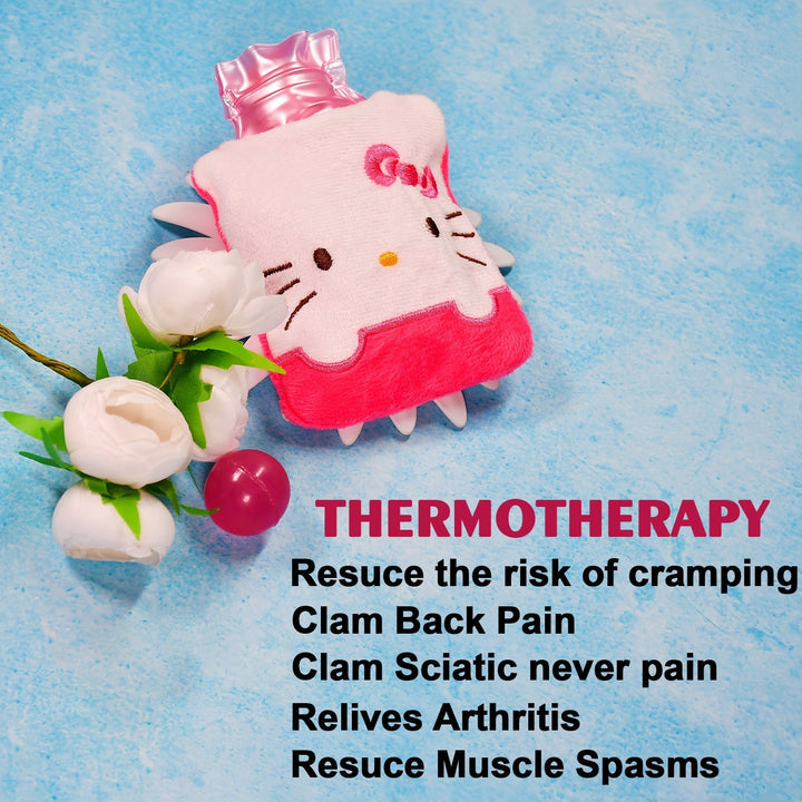 Pink Hello Kitty Small Hot Water Bag with Cover for Pain Relief Your Brand