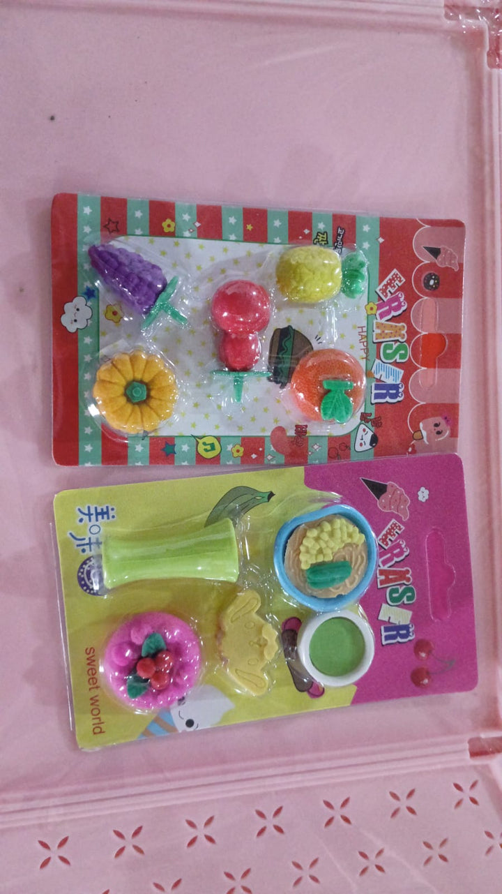 3D Mix Design Fancy & Stylish Colorful Erasers, Mini Eraser Creative Cute Novelty Eraser for Children Different Designs Eraser Set for Return Gift, Birthday Party, School Prize (1 Set) Your Brand